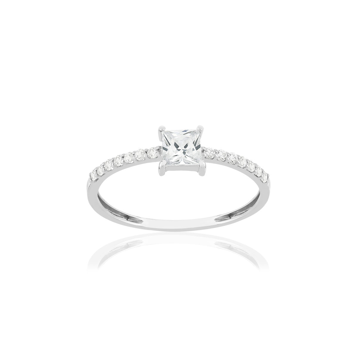 Bague or 375 blanc zirconias blancs