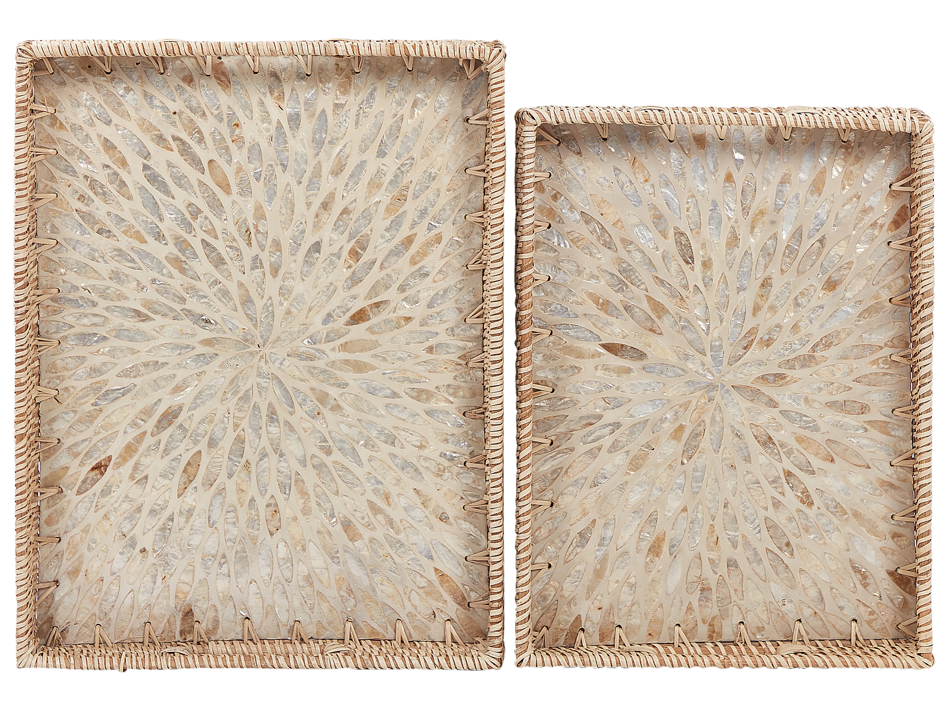 Set van 2 decoratieve dienbladen NDEBELE Rotan Natuurlijk