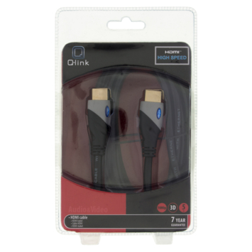 Q-Link HDMI kabel high speed gold plated 3D 5 meter zwart
