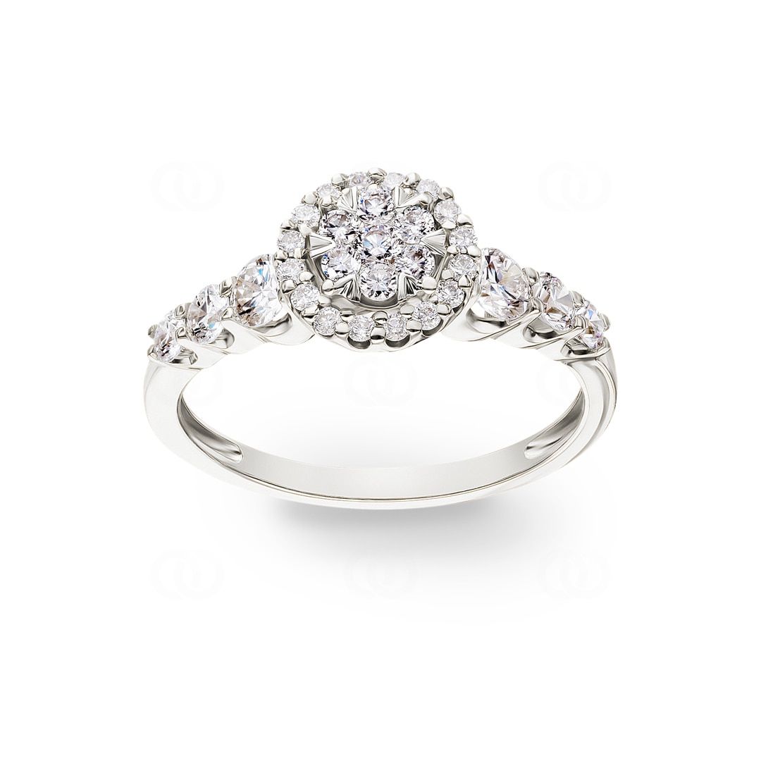 0.75 Karat Diamanten Halo Verlobungsring 750/18 K Weissgold