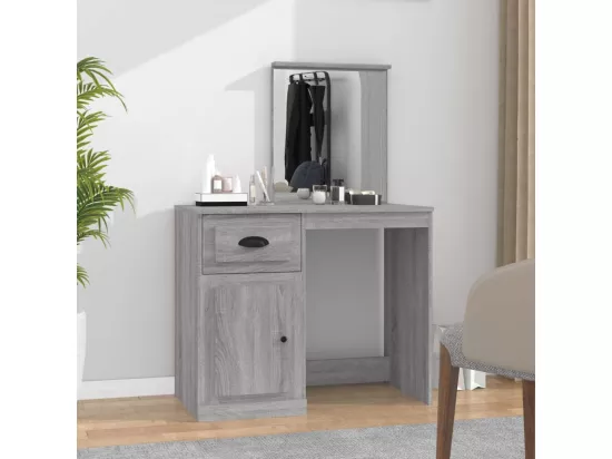 Coiffeuse avec miroir sonoma gris 90x50x132,5cm bois ingénierie