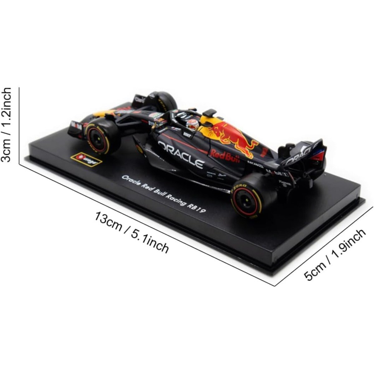 Bburago 18-38083 - Modellauto - Red Bull Racing F1 RB19 Verstappen #1 (mit Helm, Maßstab 1:43) Formel 1