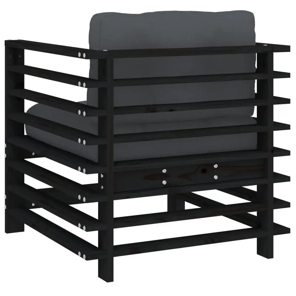 vidaXL - Tuinstoelen - Zwart - Grenenhout - 2 stuks - Met kussens