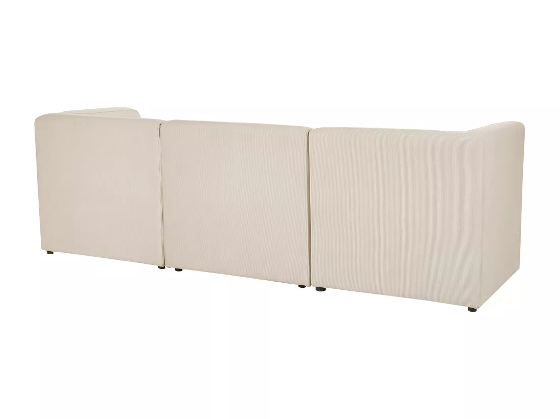 Canapé 3 places modulable en velours côtelé grosses côtes beige LEMVIG