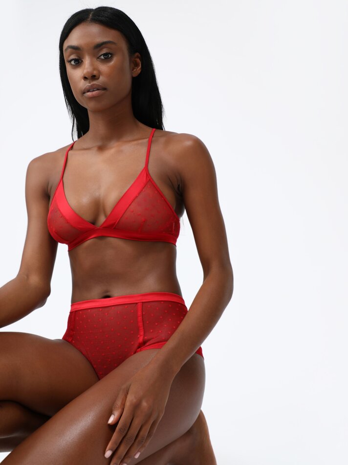 Pacote com 2 calcinhas hipster de tule - Vermelhas