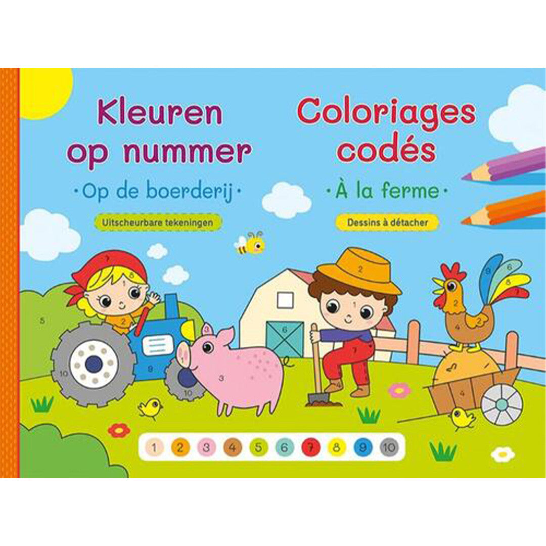 Uitgeverij deltas kleuren op nummer - boerderij