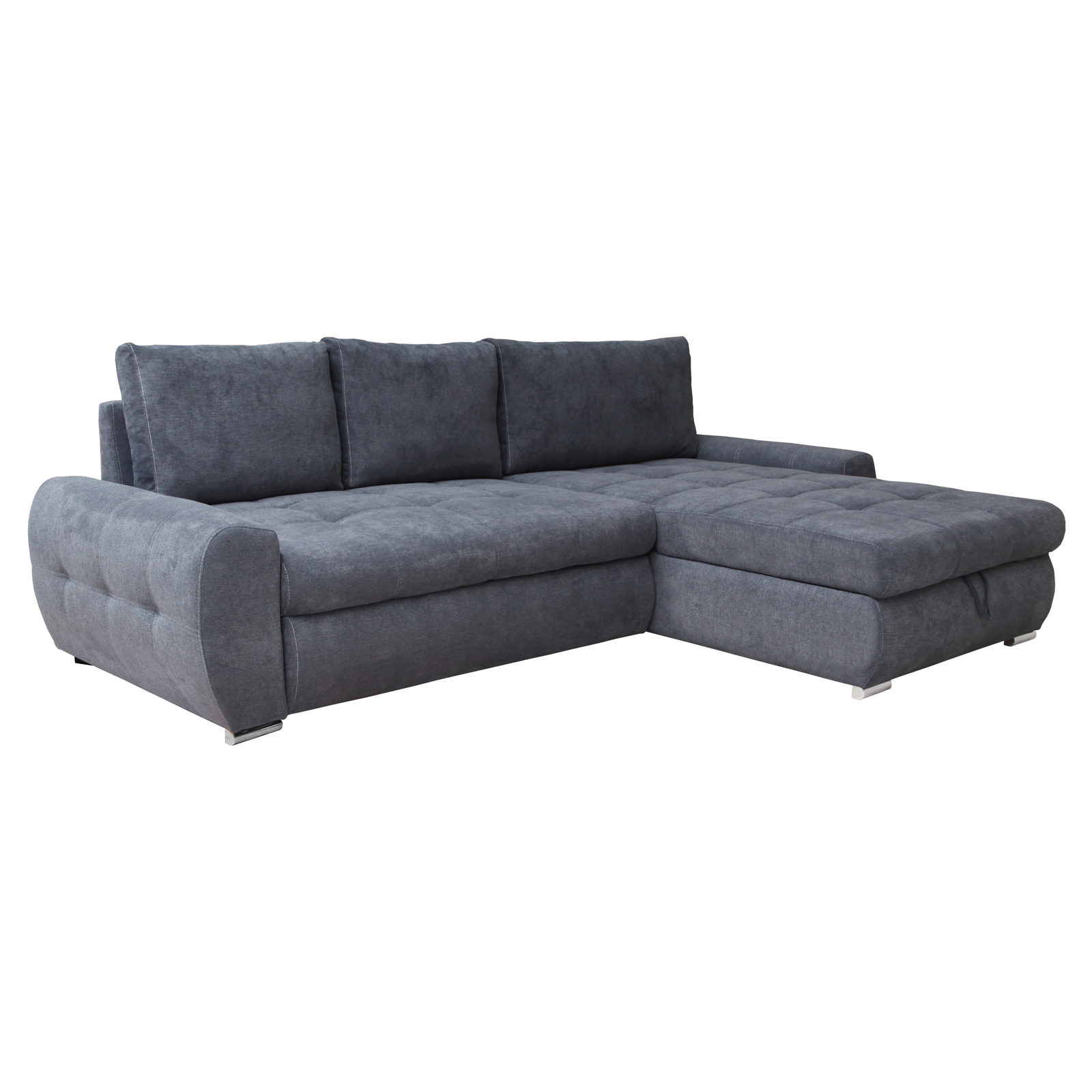 Ecksofa - grau - mit Liegefunktion und Staukasten