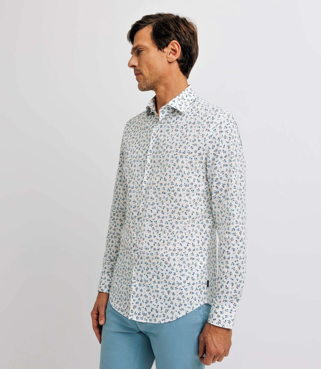 Chemise ville imprimée bleue