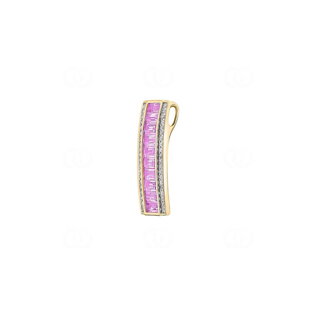 Anhänger 750/18 K Gelbgold mit pinken Saphiren & Diamanten 0.15 ct H/si