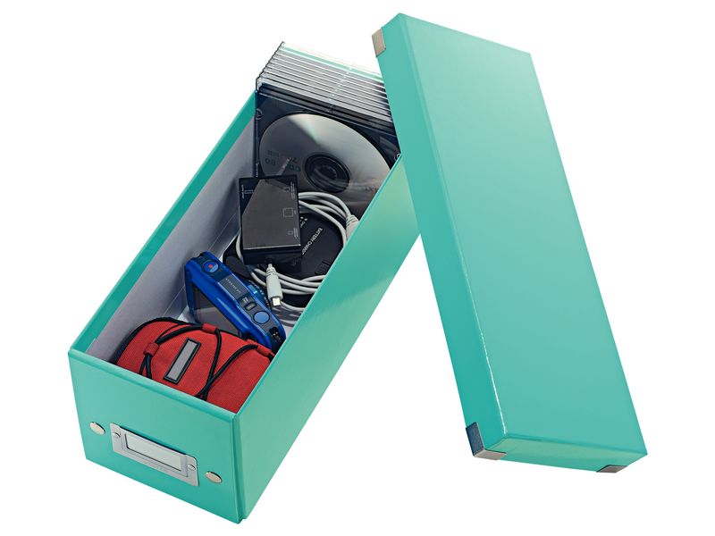 Leitz Aufbewahrungsbox 30 CD-Hüllen, Blau Zusammenfaltbare Aufbewahrungslösung für CDs, eisblau
