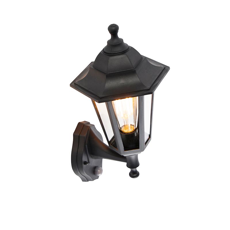 Klassieke buiten wandlamp zwart met bewegingssensor - New Haven