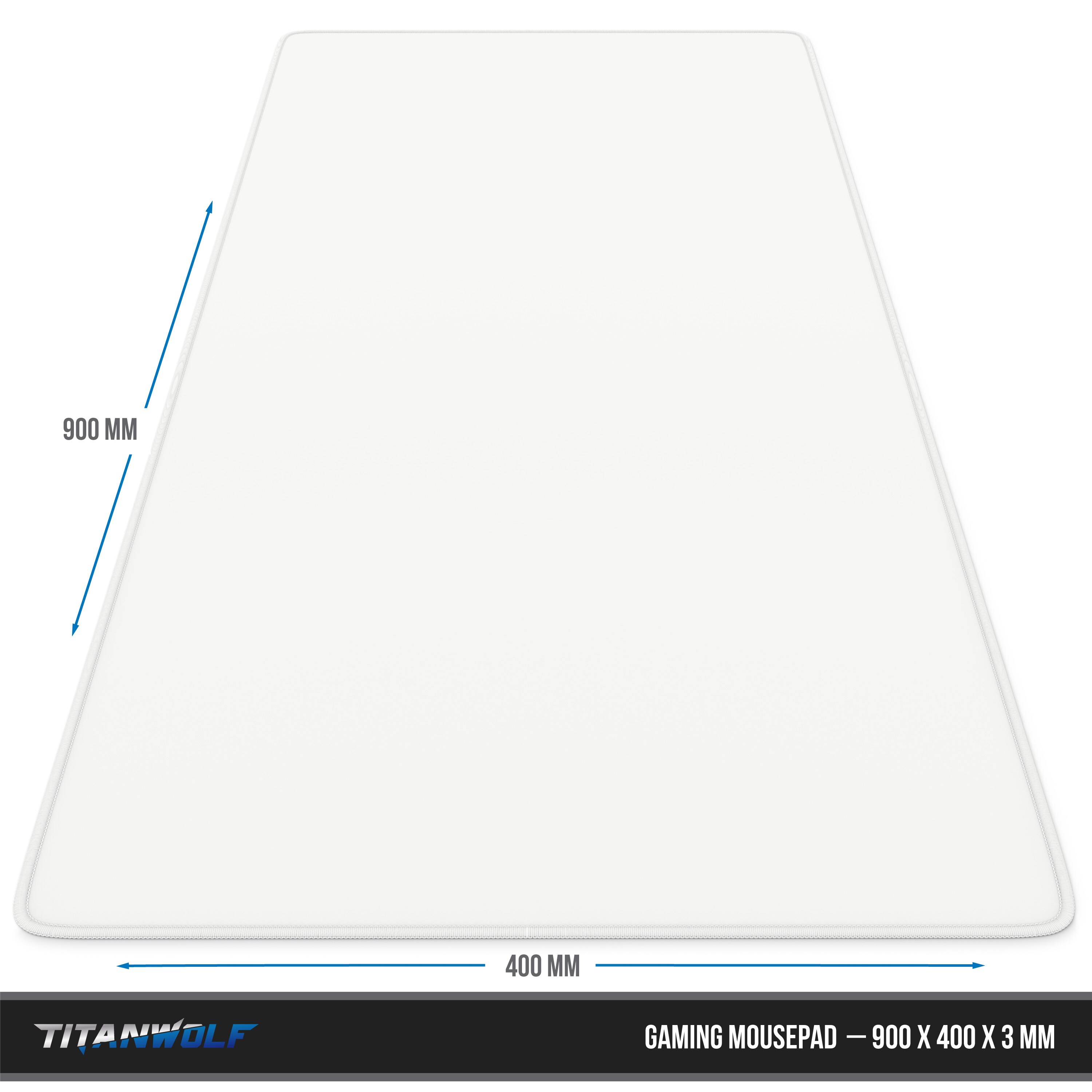 Titanwolf Gaming Mauspad XXL, glattes Stoffgewebe, Speed Mousepad 900 x 400mm große Fläche, weiß