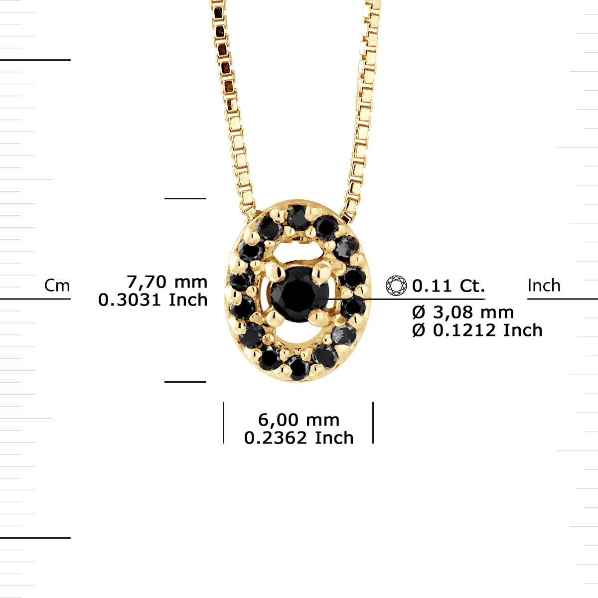 Collier Diamants Noirs 0,11 Cts Or Jaune