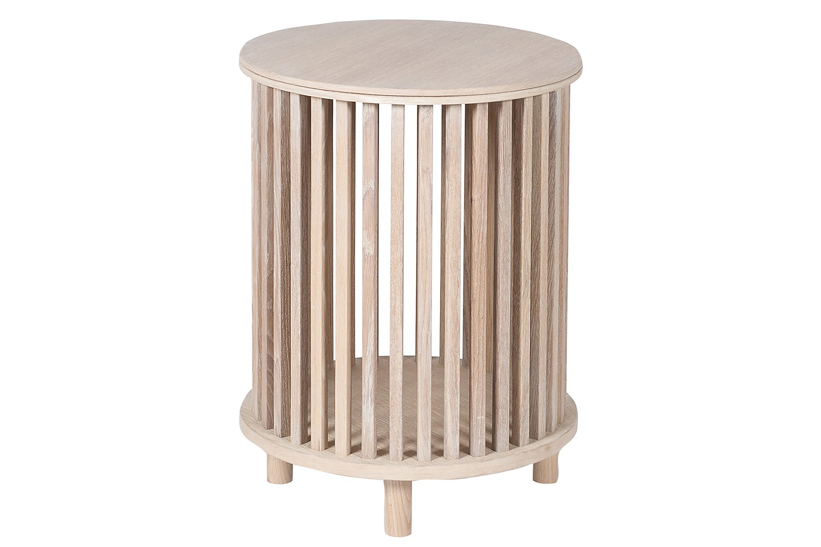 Line sidebord Hvitoljet eikefinér. Ø40 cm