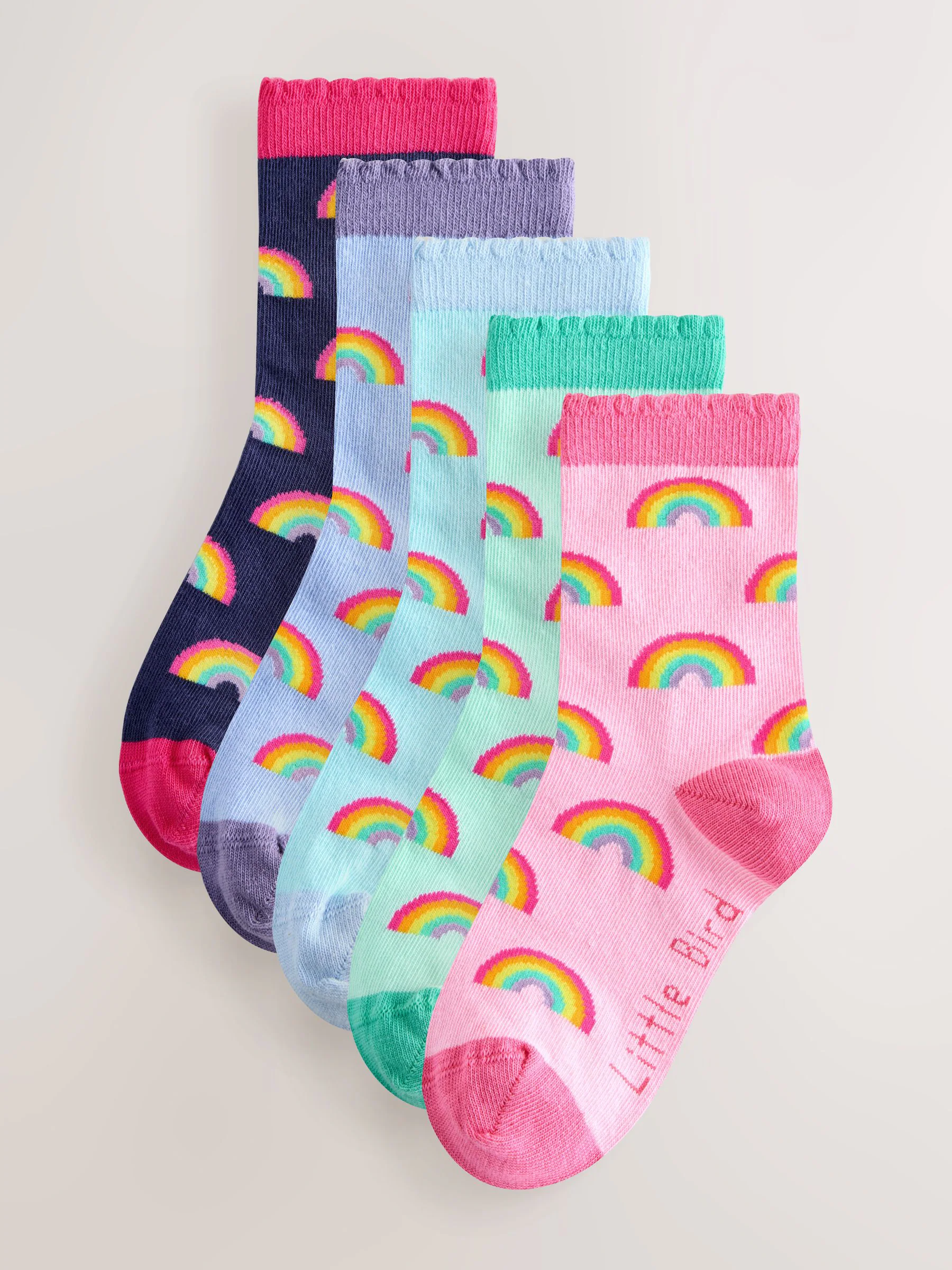 Little Bird by Jools Oliver set van 5 paar sokken met regenboogprint