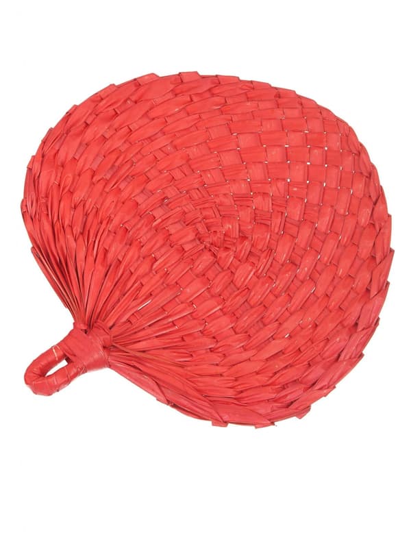 Adult's Red Straw Fan.Size-One size