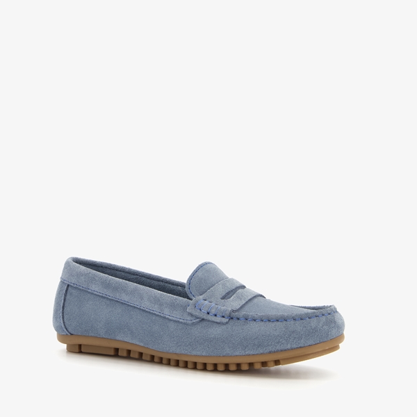 Hush Puppies suede dames mocassins blauw