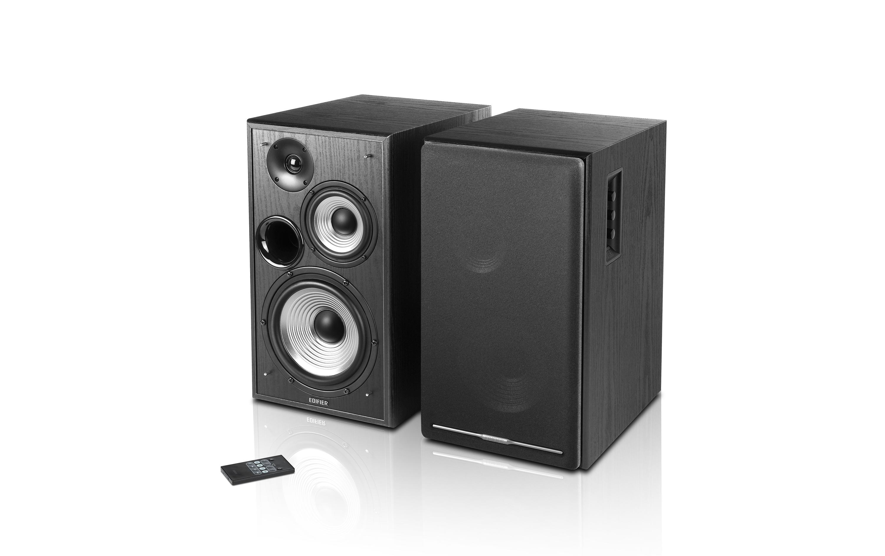 Regallautsprecher Paar R2750DB Schwarz<br>Aktive Regallautsprecher mit 136 Watt Leistung, Bluetooth, 2x Cinch, 1x Optisch, 1x Koaxial Eingängen