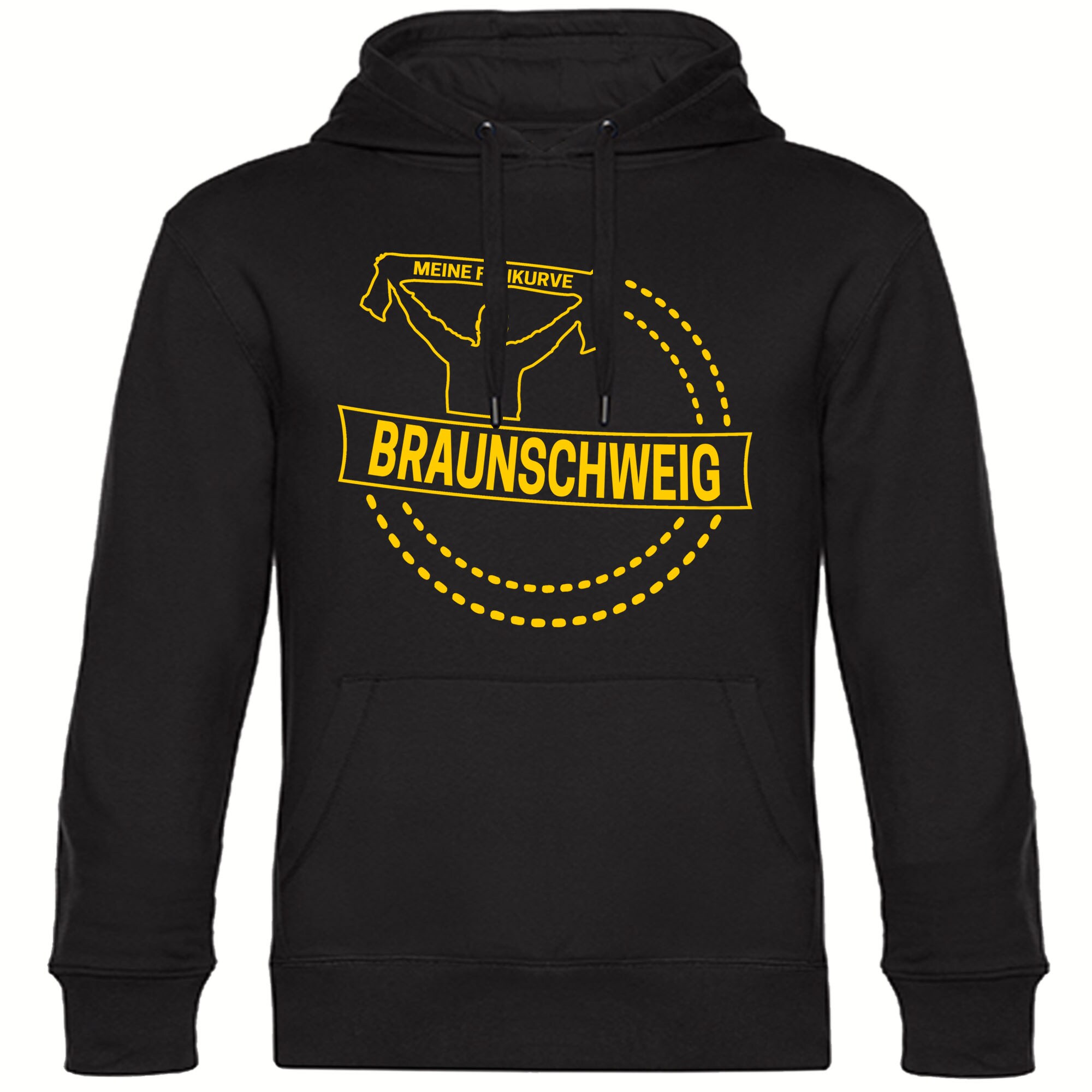 multifanshop® Kapuzen Sweatshirt - Braunschweig - Meine Fankurve - Druck gelb