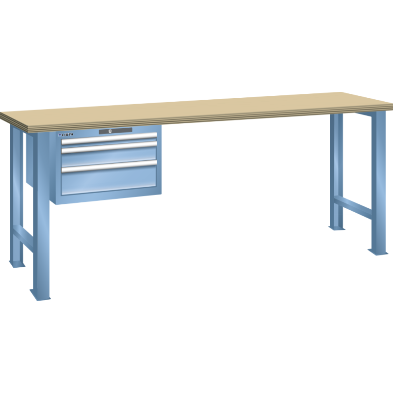 Lista - Établi 3 tiroirs plateau en hêtre P 80 cm