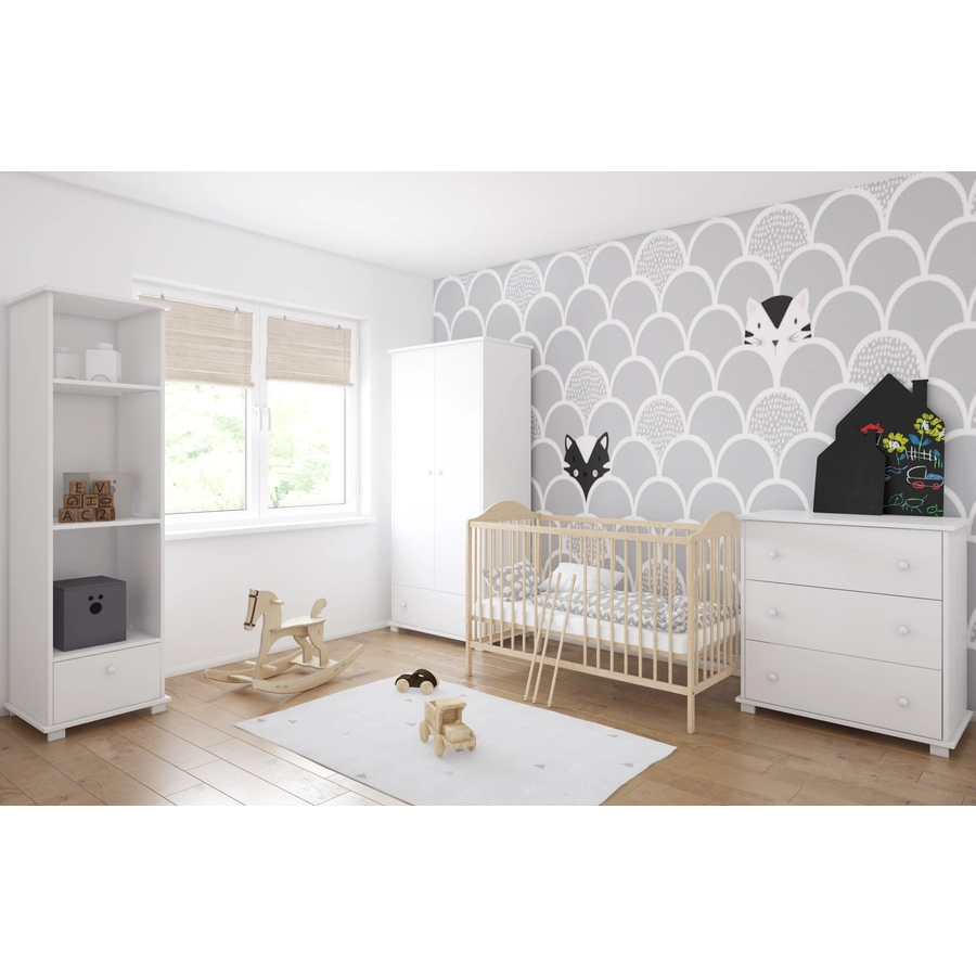 Kids Collective Babybett Gitterbett 60x120 höhenverstellbar | herausnehmbare Sprossen Stäbe natur