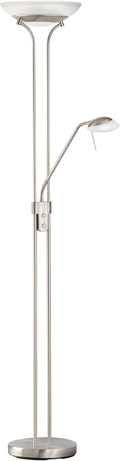 Fischer & Honsel Stehleuchte Pool TW 1x LED 28,0 Watt inkl. 1x LED 5,0 Watt, nickelfarben, 3 Stufen CCT, stufenlos dimmbar, Flexarm, 40075, 32 x 32 x 182 cm (LxBxH), 3500 lm, 2700 K / 3350 K / 4000 K
