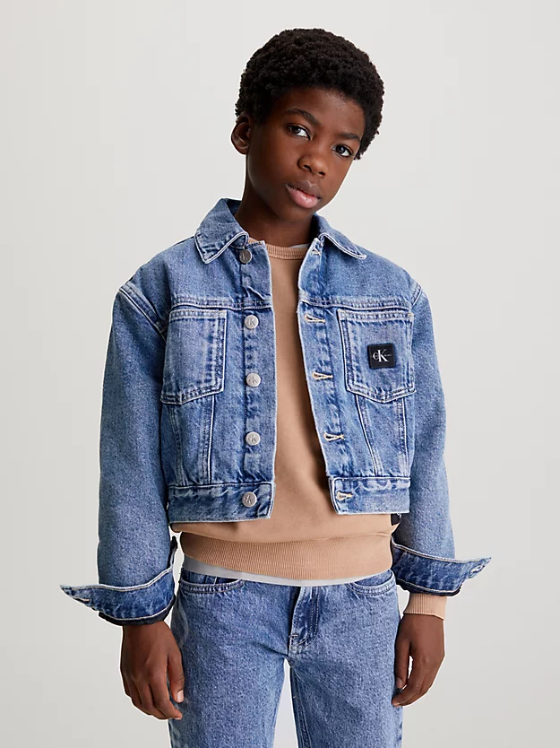 Jaqueta jeans de corte a laser com modelagem relaxada