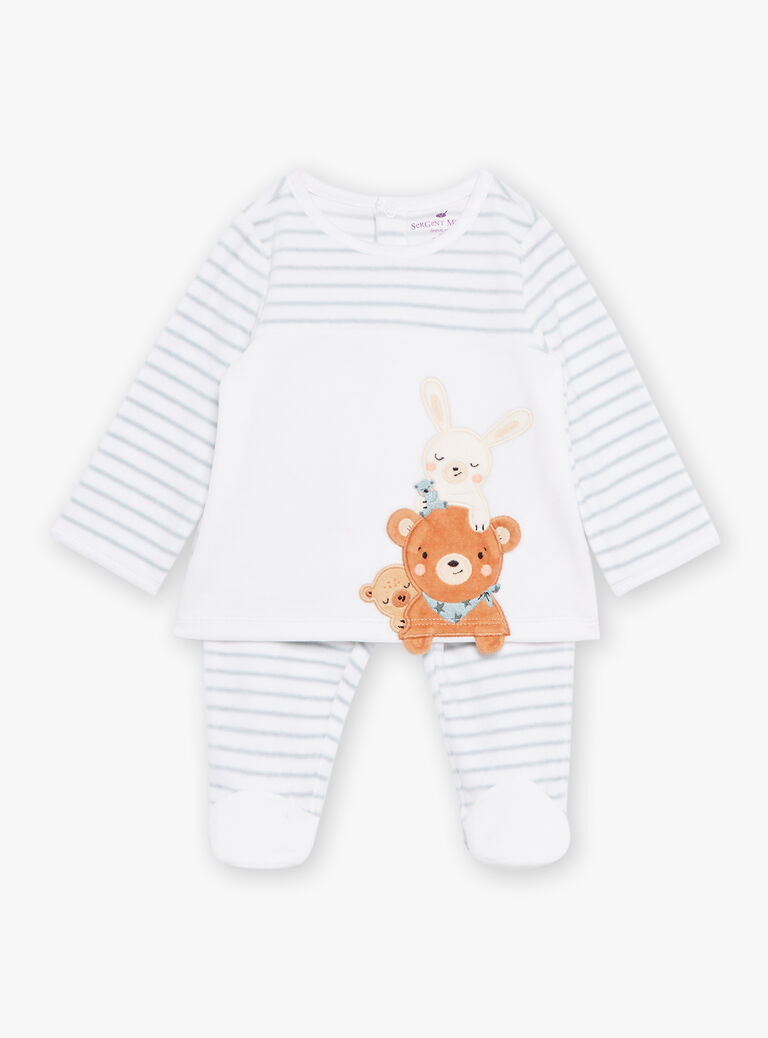 Pyjama écru à imprimé à rayures