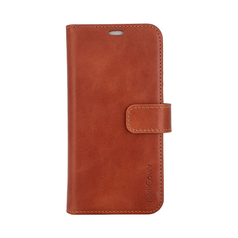 RadiCover iPhone 15 Wallet Case 2i1 Anti-stråling Læder MagS Brun - 1 stk.