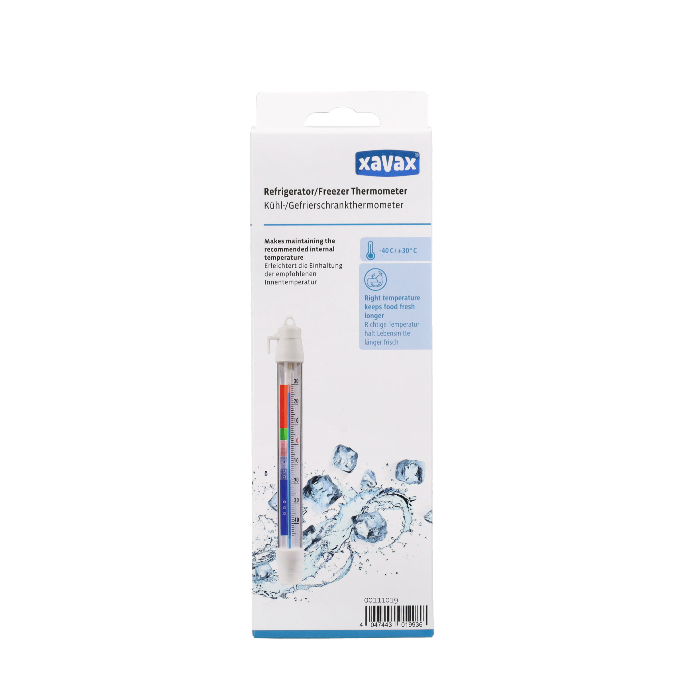 (21cm) Analoges Thermometer Temperatur Messer für Kühlschrank / Gefrierschrank / Kühltruhe (00111019) - Weiss