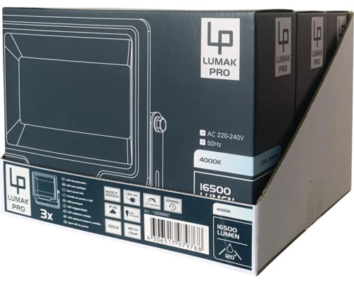 LUMAK PRO LED wandspot IP65 100W 16500 lm 4000 K Stroomkabel 3G1.0mm² H05RN-F 0.5 m + snelsluiting