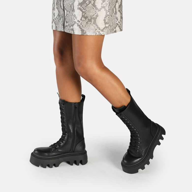 Flora Laceup HI Bottes vegan, noir