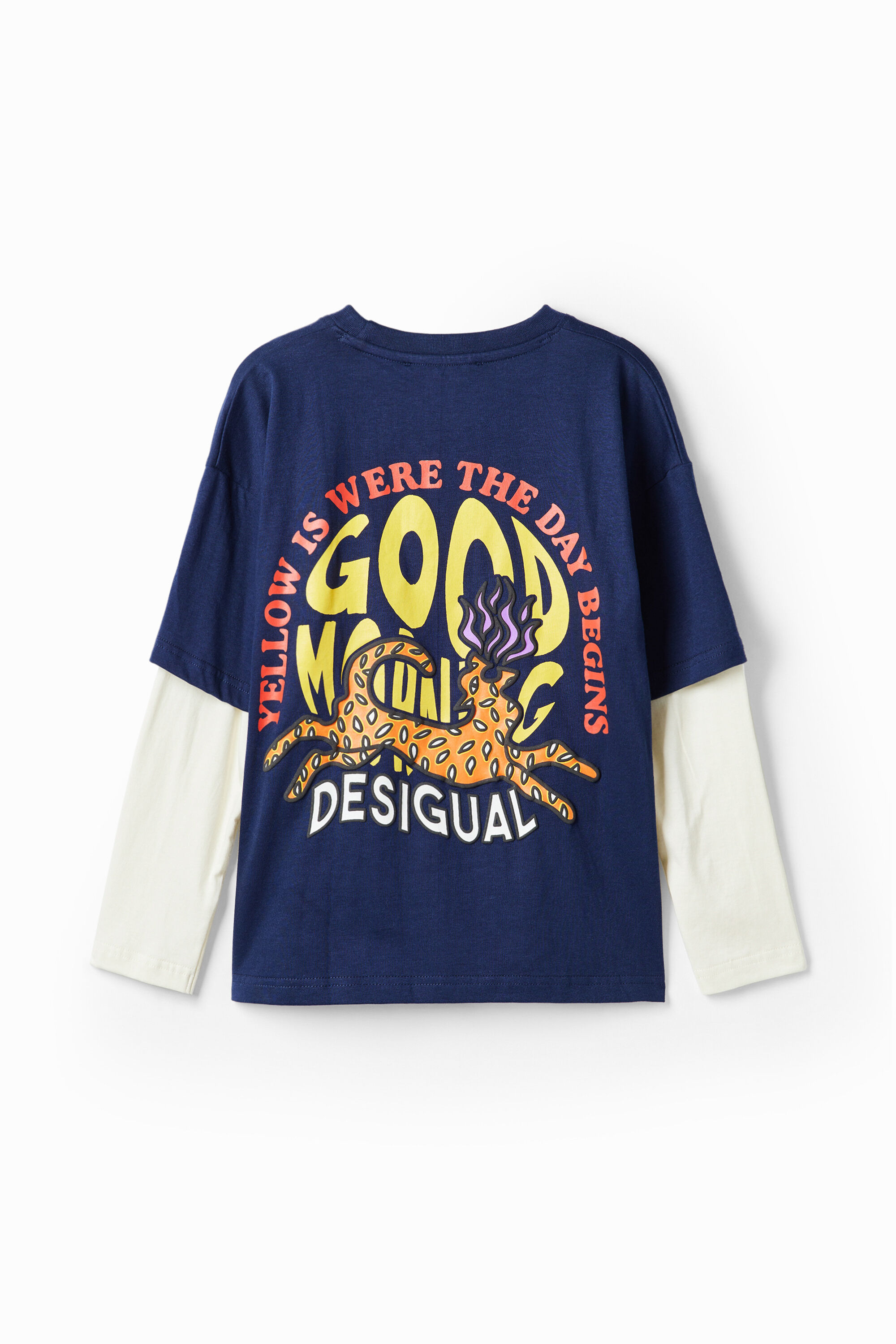camiseta felina de manga dupla