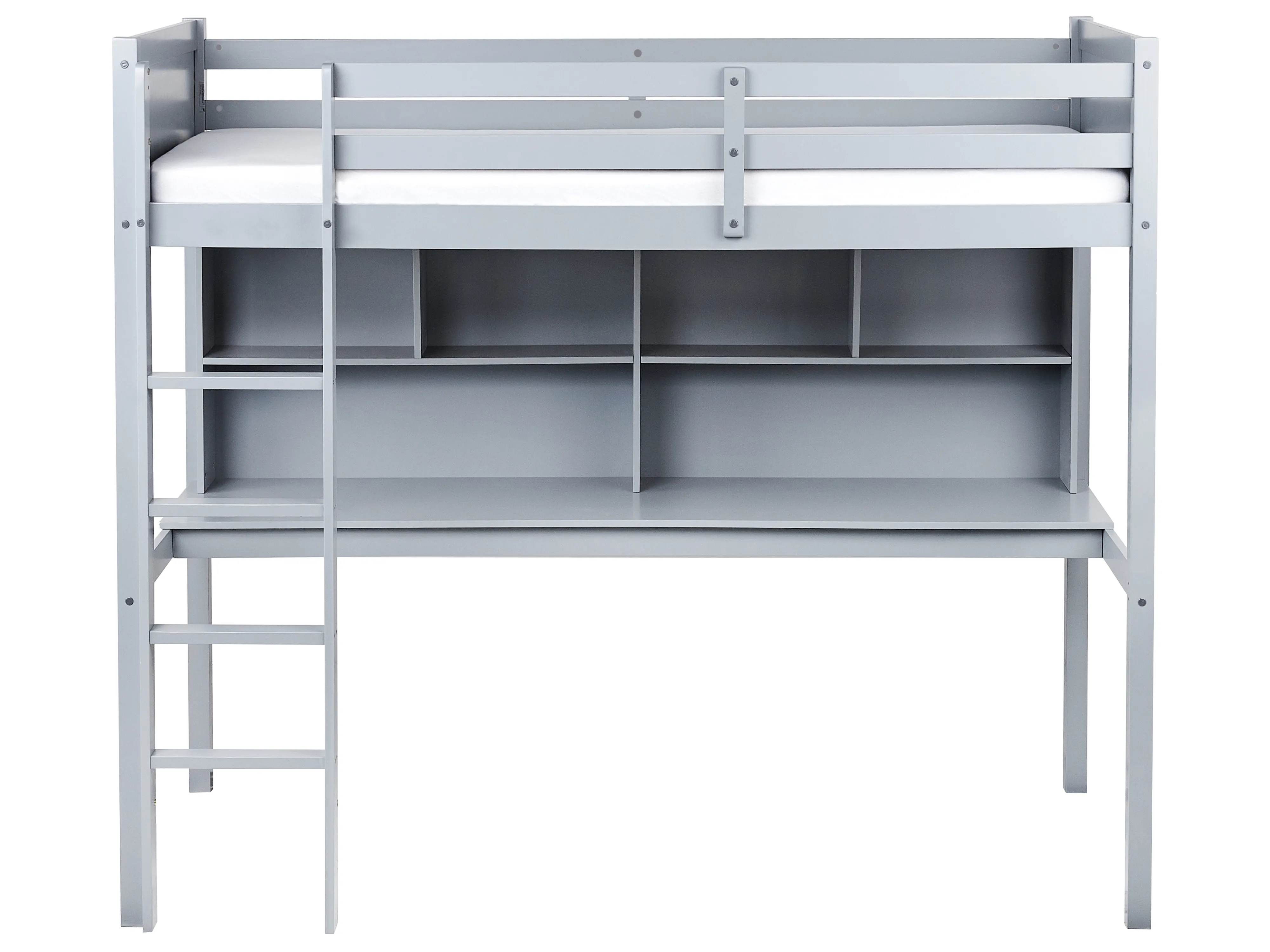 Hoogslaper met bureau Dennenhout FOUCAMONT 90 x 200 cm Grijs