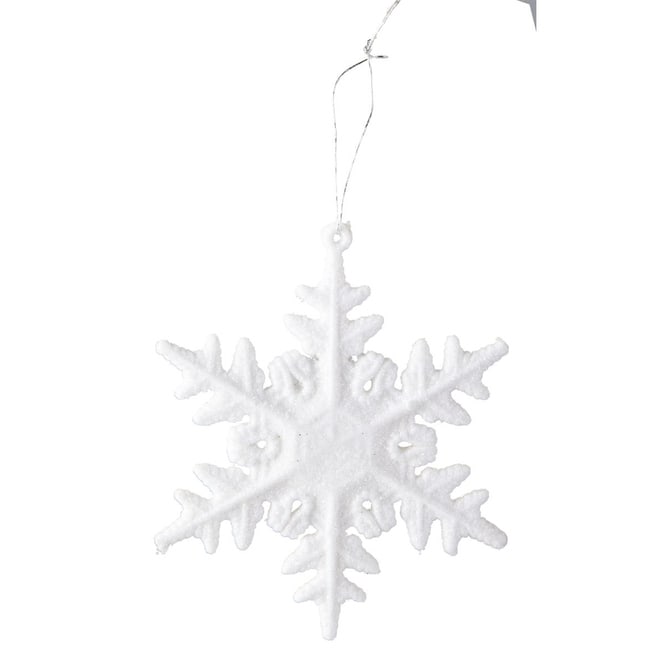 Baumhänger Schneeflocke weiß - bruchsicher - 9,5 cm - 6 Stück