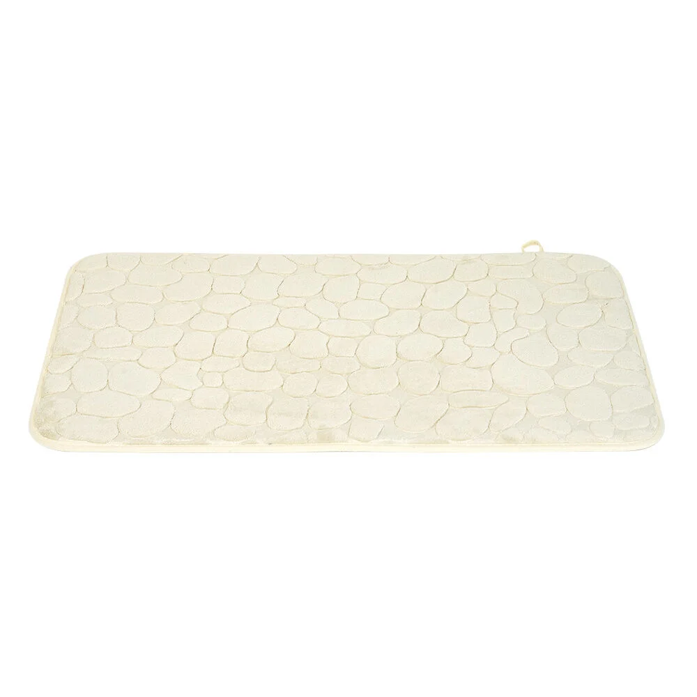 Tapis sortie de douche mémoire de forme beige 75x45cm
