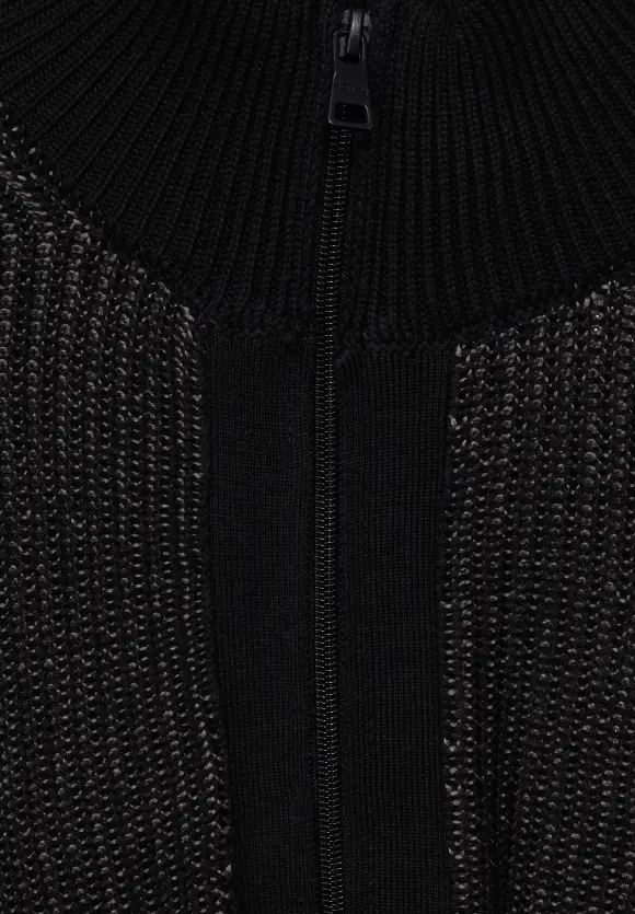 Strickjacke mit Zipper - Black