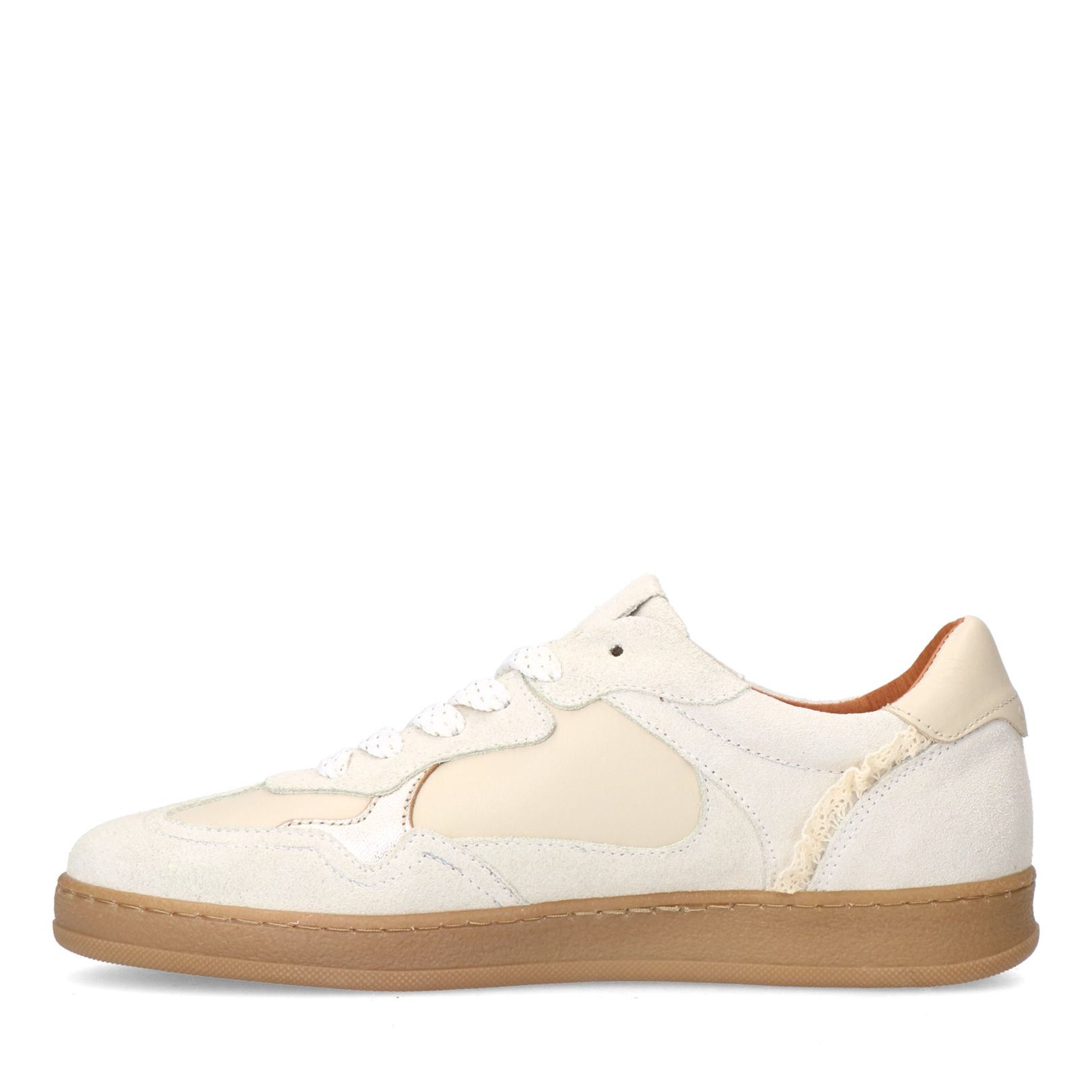 Beige leren sneakers met suède details