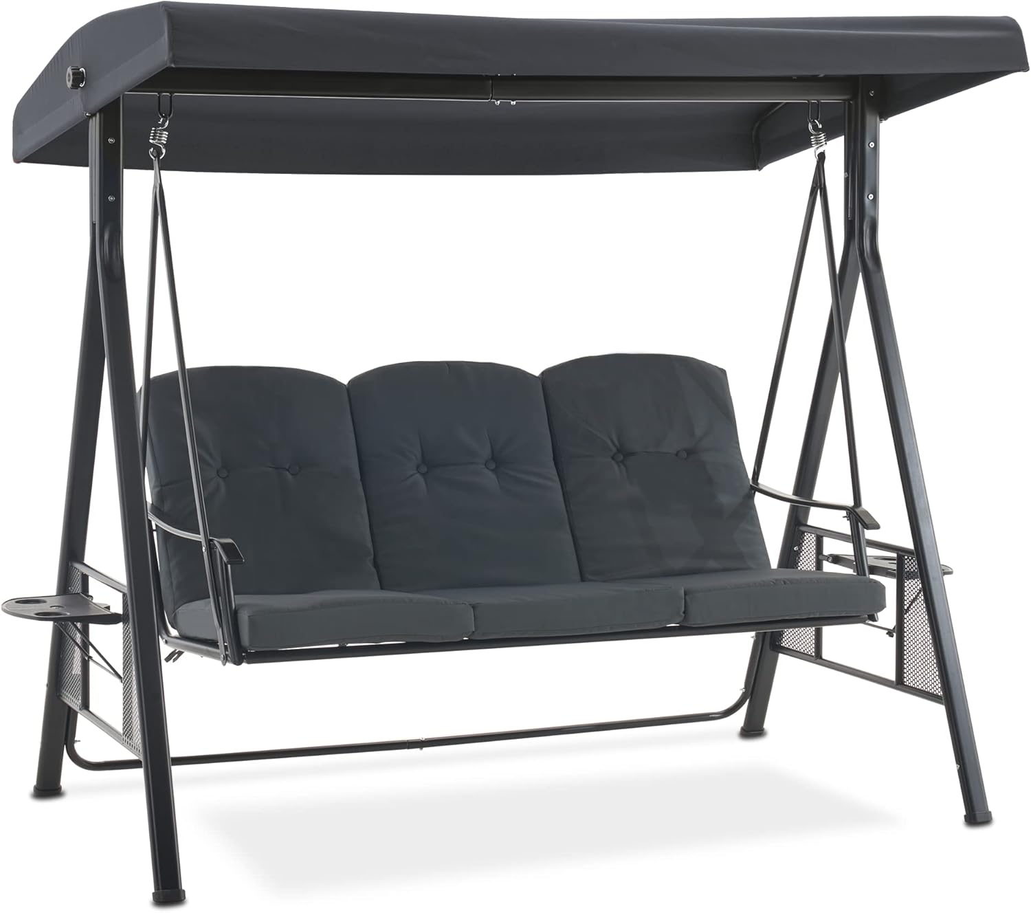 M MCombo 3-Sitzer Hollywoodschaukel, 4092 ohne Liegefunktion, Gartenliege wetterfest, Gartenschaukel Outdoor, Schaukelbank mit Sonnendach, (dunkgelgrau)