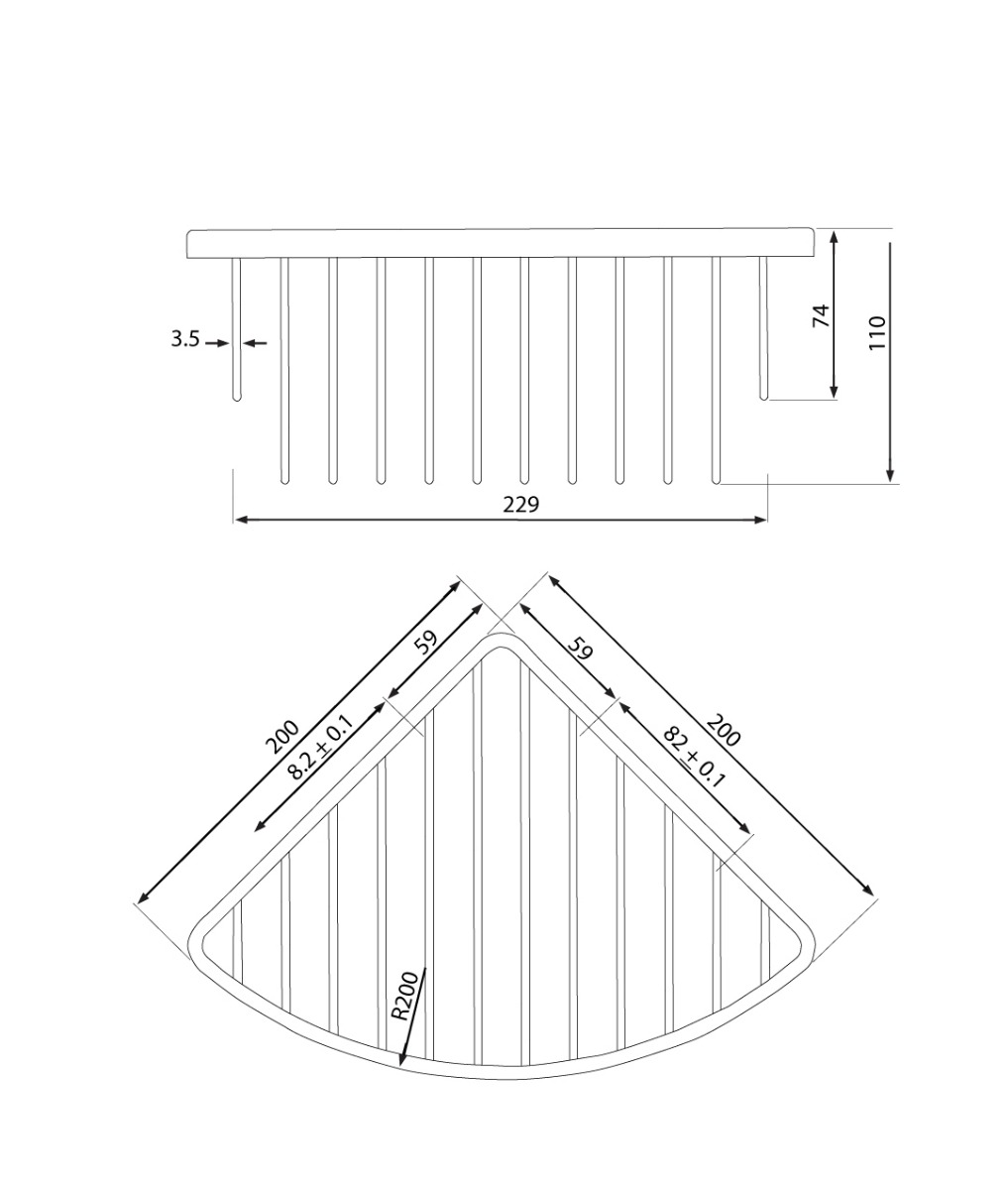 Eastbrook Solid messing doucherek driehoek met ronding zwart mat