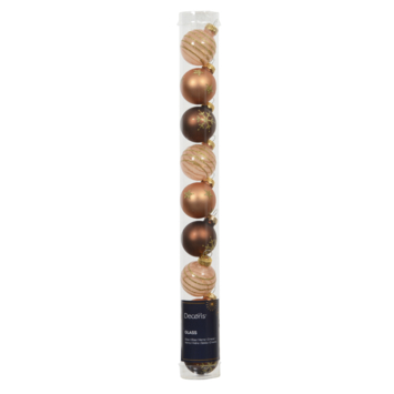 Decoris kerstballen glas gemengd bruin Ø 3 cm 9 stuks