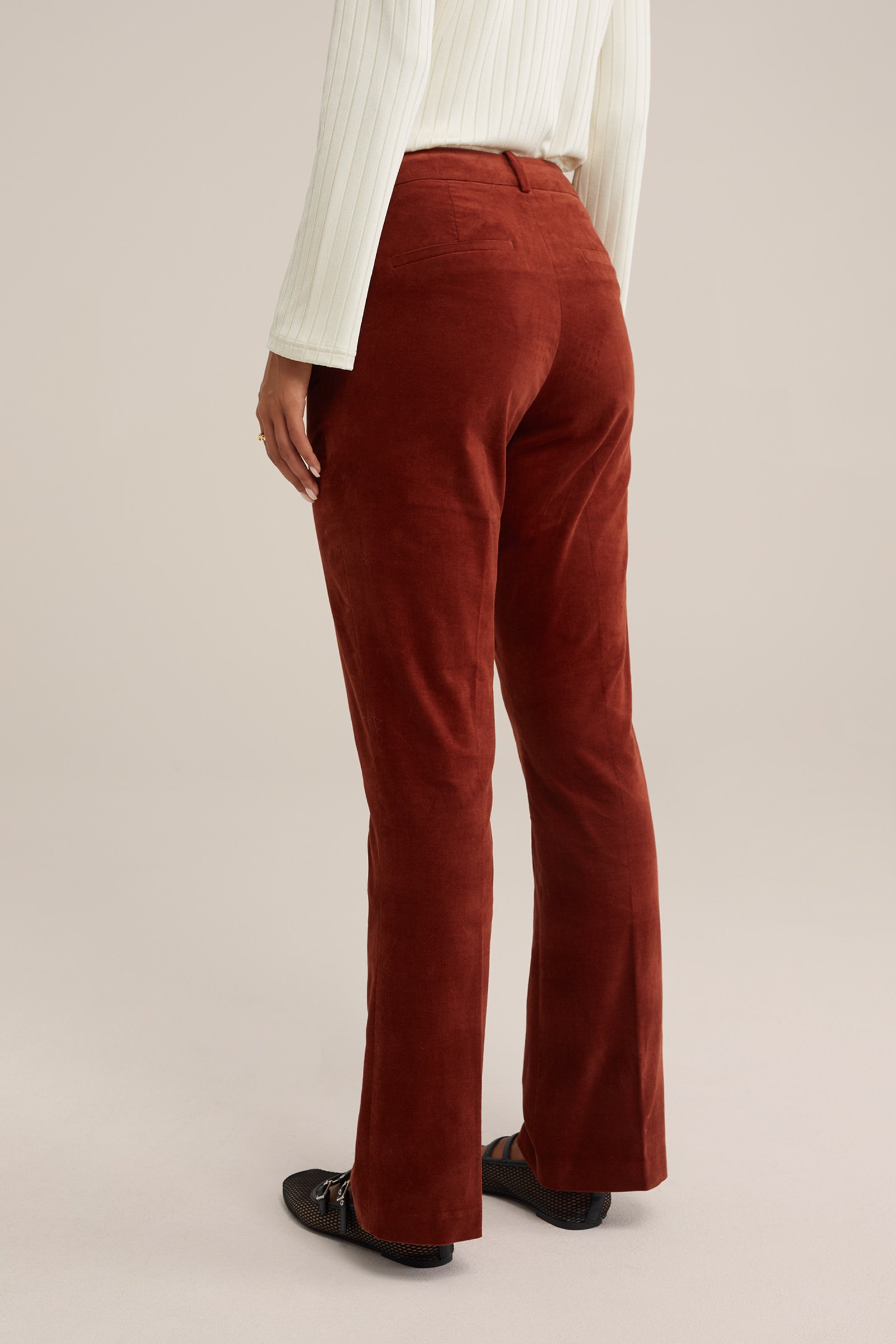 velvet flared pantalon WE Fashion Bruin