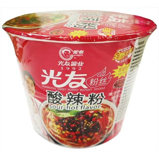 Guangyou Zoete Aardappel Instant Noedels Bowl Zure Pittige Smaak 105g