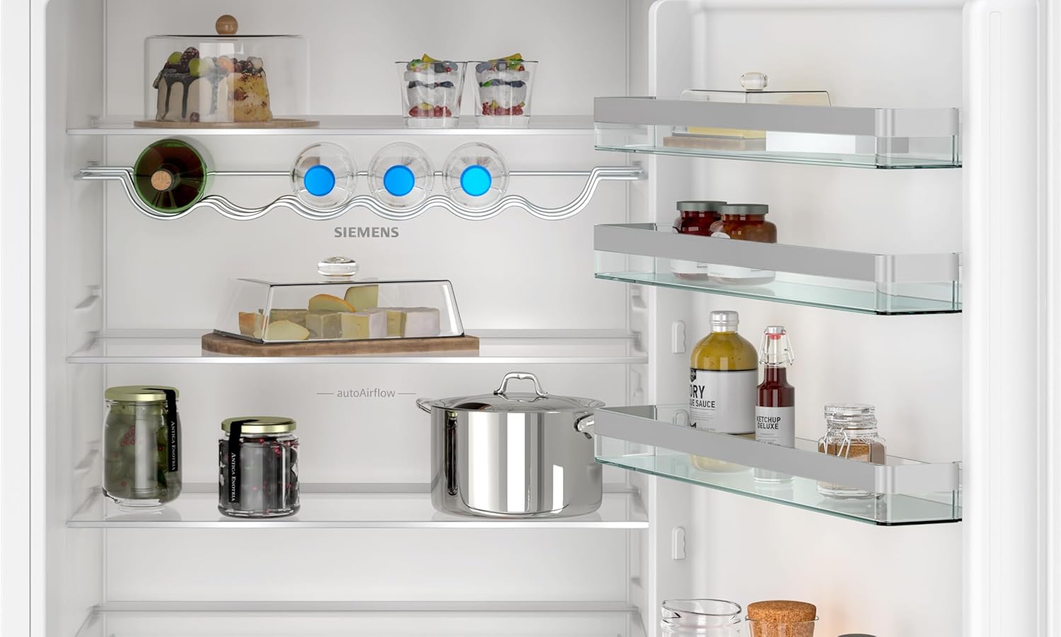 Siemens KB96NVFE0 iQ300, Smarte XXL-Einbau-Kühlgefrierkombination, 194 x 71 cm Nische, 285L Kühlen + 98L Gefrieren, Made in Germany, noFrost, hyperFresh für längere Frische, sehr Leise, Flachscharnier