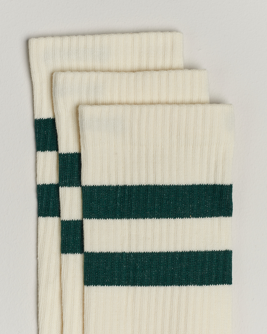 Sweyd 3-Pack Two Stripe Cotton Socks White/Green