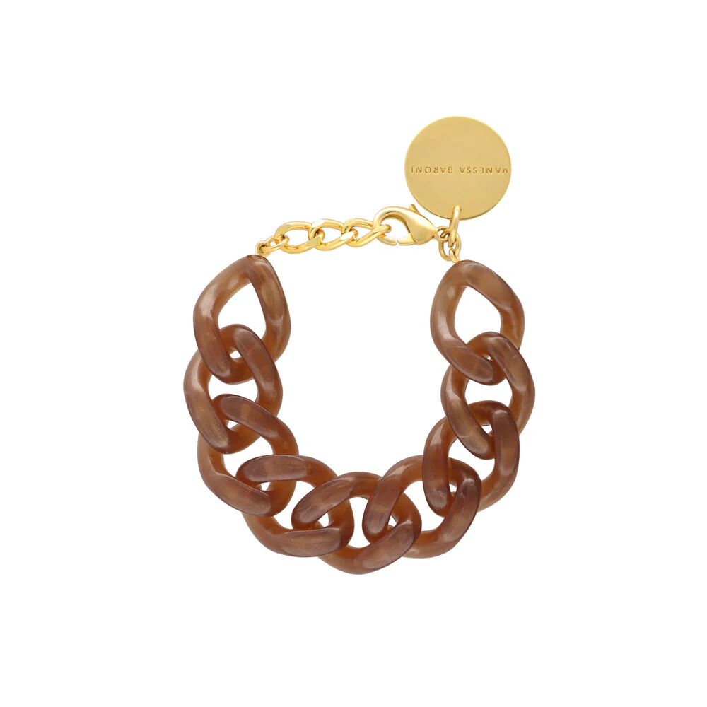 VANESSA BARONI  Flat Chain armbånd - Caramel Marble
