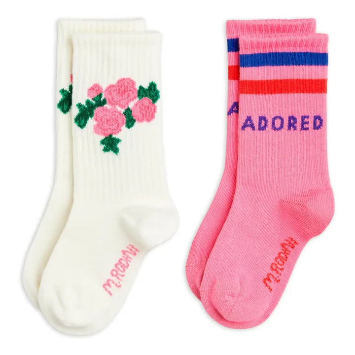 Mini Rodini Set 2 Paires Chaussettes Coton Bio Rose | Rose