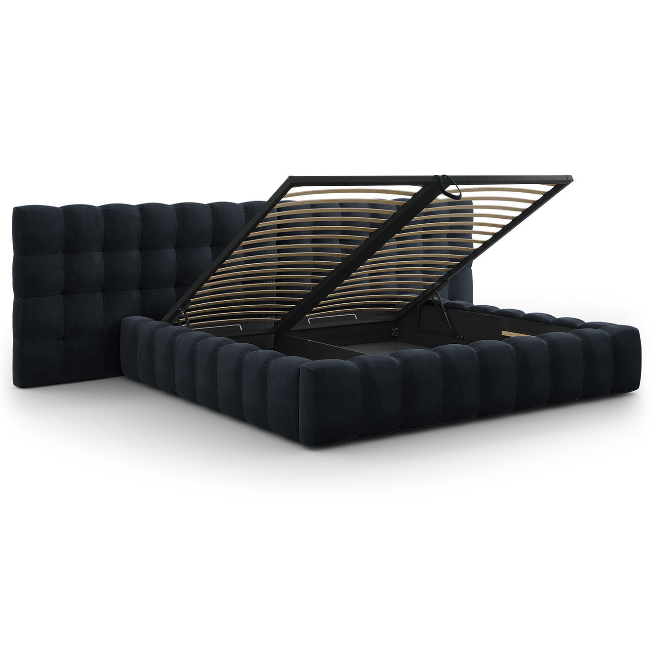 Cosmopolitan Design Lit avec coffre de rangement Bali Velours bleu foncé - 200x200 cm