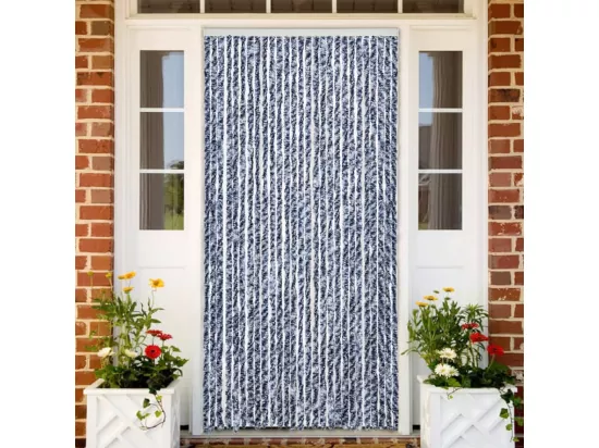 Rideau anti-mouches bleu et blanc 100x230 cm chenille