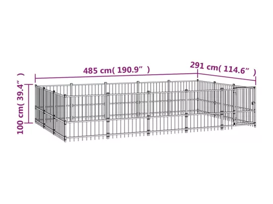 Chenil cage enclos pac noire 485 x 291 x 100 cm 02_0041790